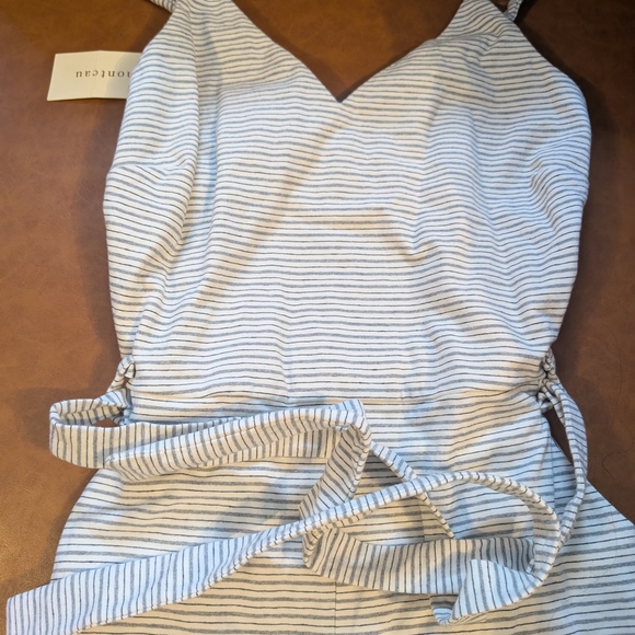 Monteau Blue and White Striped Jumpsuit - Picture 2 of 7